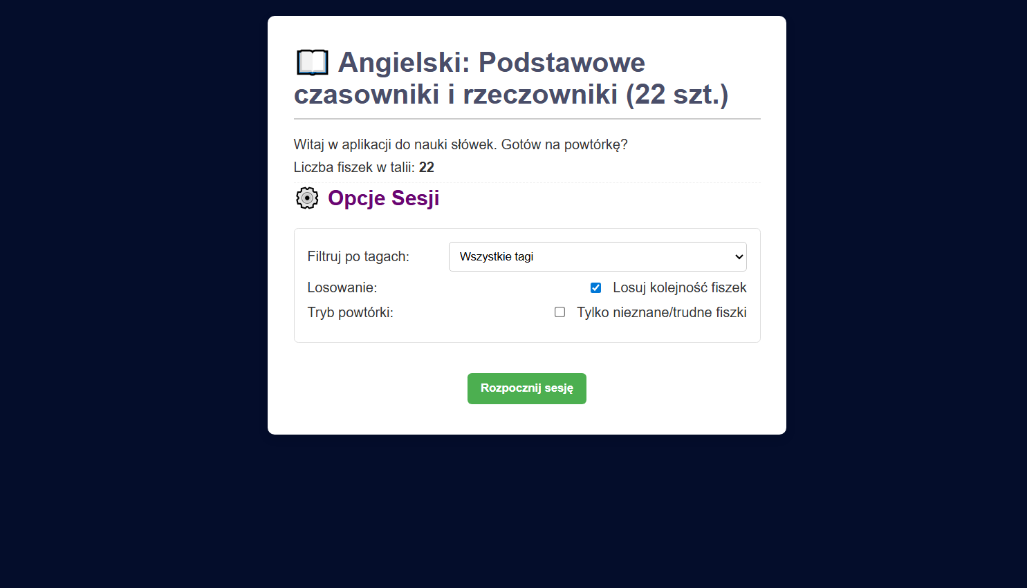 Podgląd Projekt Fiszki